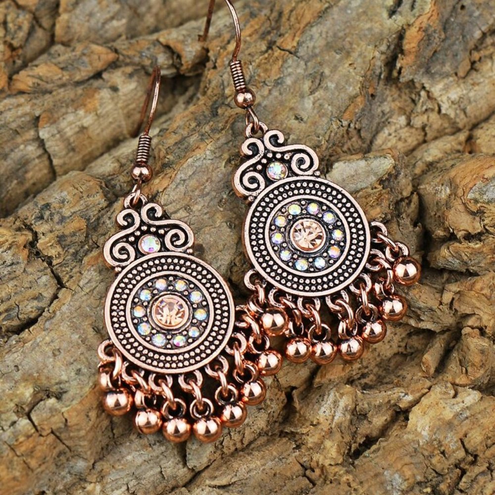 Flower Engraved Drop Earrings (3) - Picture 2 of 3
